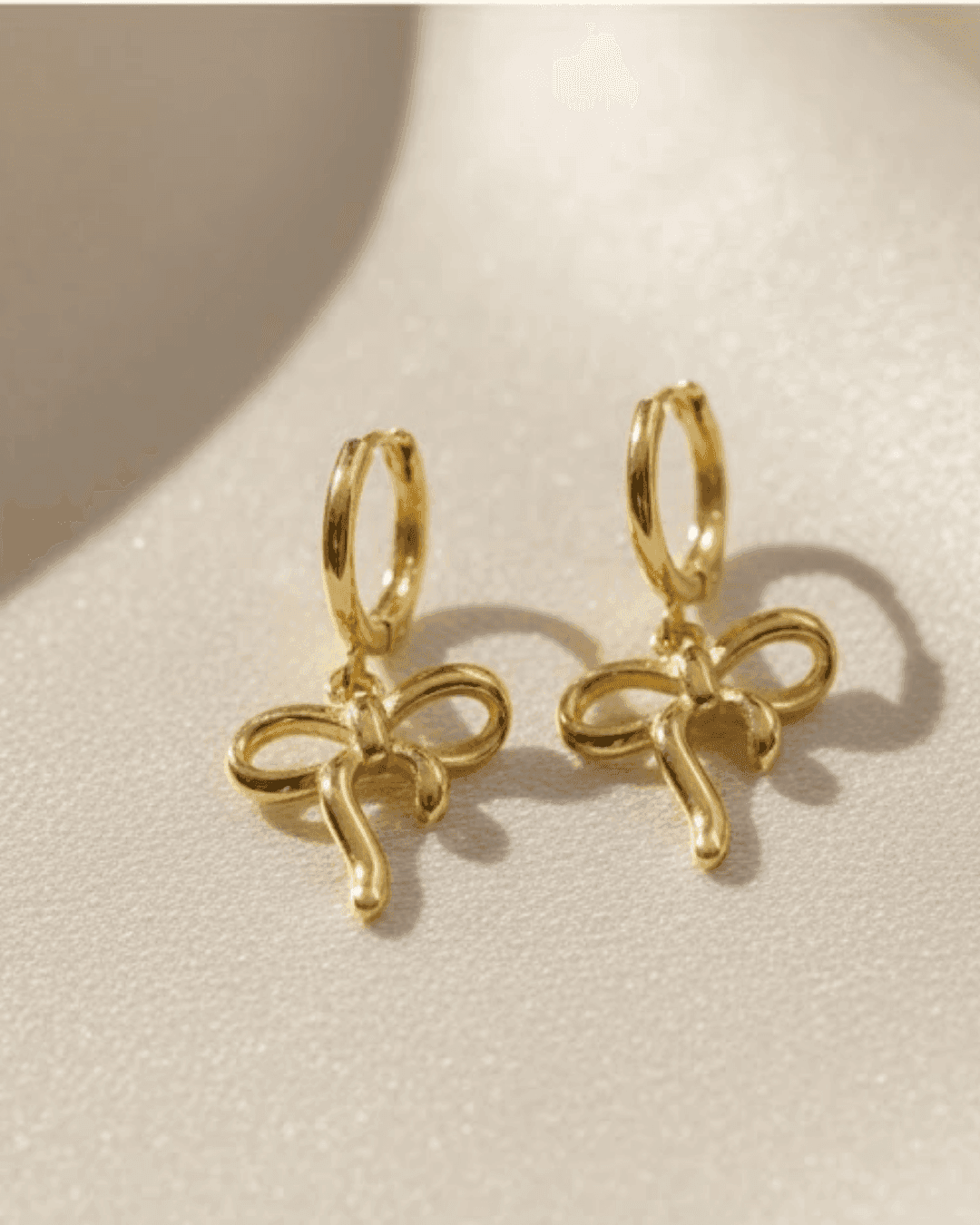 Dainty Bow Charm Hoop Earrings - view 1