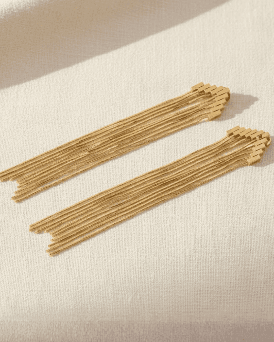 Long Gold Waterfall Tassel Dangle Earrings - view 1